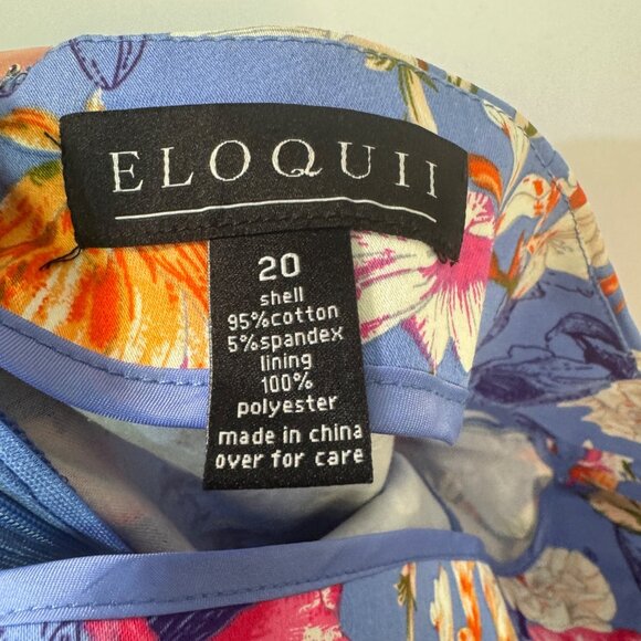 Eloquii Size 20 Floral Print Pencil Skirt Blue Multicolor Cotton Blend - Picture 6 of 7